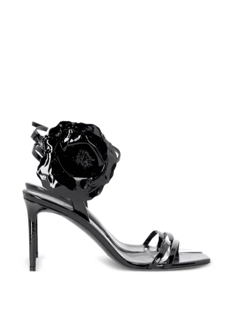 Saint Laurent Pre-Owned flower corsage square sandals Black NAPPUDESH466202W