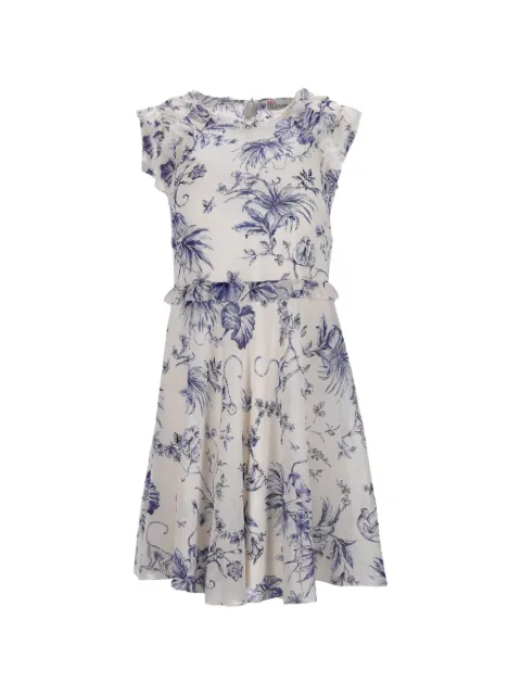 Valentino Garavani Pre-Owned Ruffle floral-print dress Neutrals NAPPUGBCL446850W