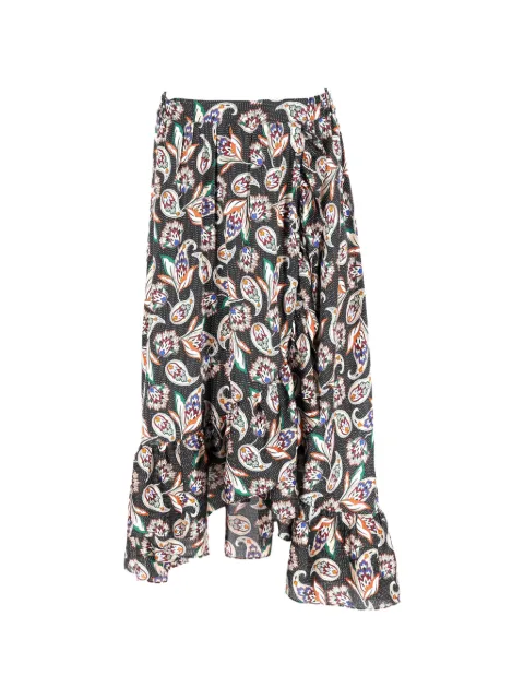 Maje paisley-print ruffled midi skirt Black TONPUFRCL466378W