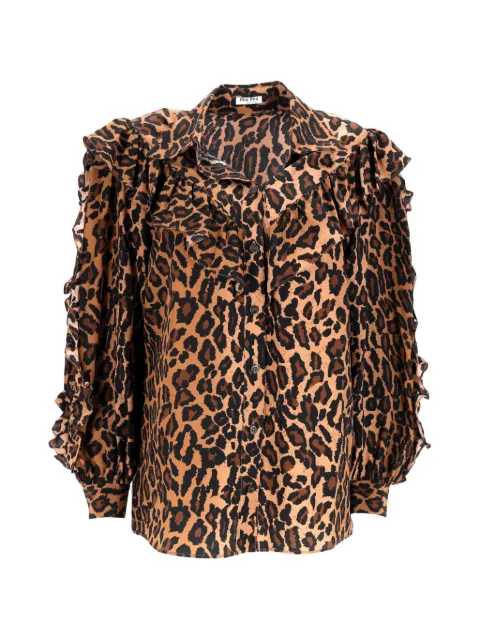 Miu Miu Pre-Owned ruffled leopard-print shirt Neutrals NAPPUDECL461260W