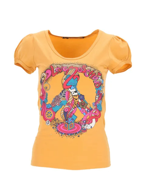 Moschino Pre-Owned graphic-print puffed-sleeve T-shirt Orange TONPUFRCL422912W