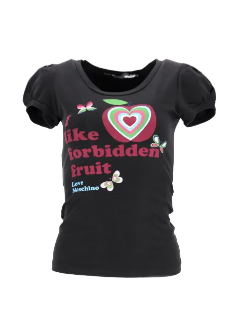 Moschino Pre-Owned graphic-print puffed-sleeve T-shirt Black TONPUFRCL422913W