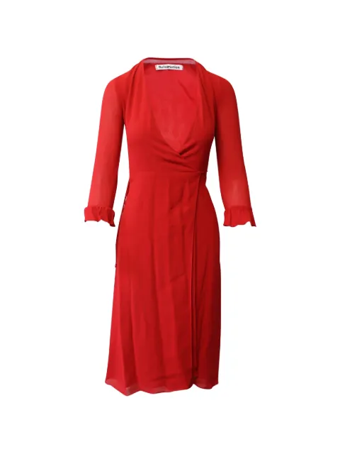 Reformation wrap-detail ruffle midi dress Red NAPPUGBCL175447W