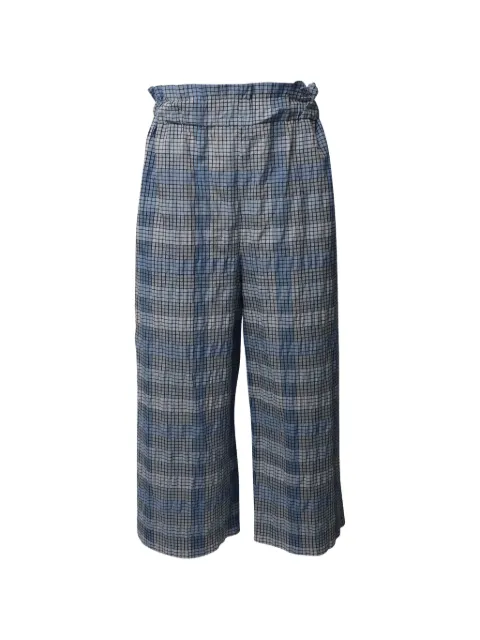 GANNI checked-pattern wide-leg trousers Blue NAPPUGBCL193619W