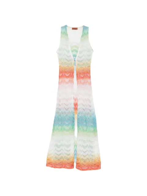 Missoni long gilet cover-up in shaded lamé viscose White MS26SQ0CBR014H