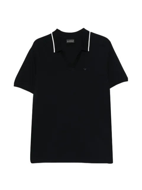 Emporio Armani logo-embroidered tipped polo-collar T-shirt Blue EM005852AF12955