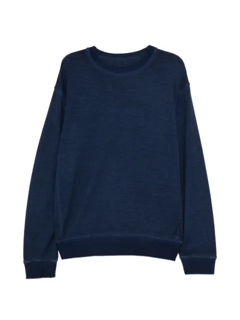 120% Lino logo-embroidered long-sleeve sweatshirt Blue 33ALIM79IA