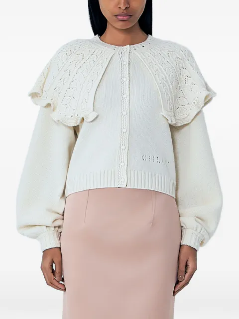 Chloé cable-knit ruffled-collar cardigan Neutrals CH26SMC02560