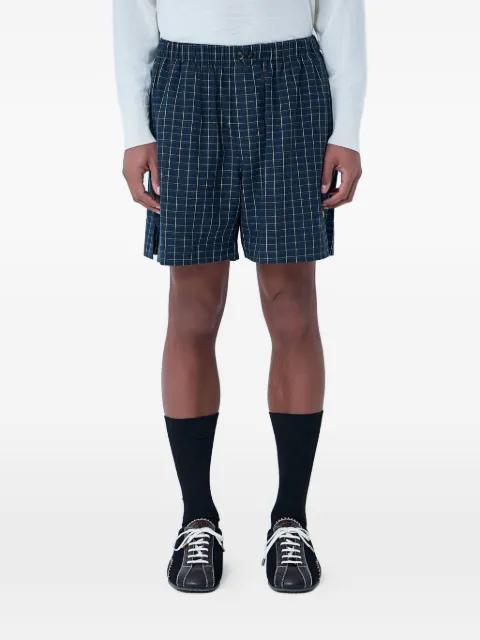 Wales Bonner checked elasticated tailored shorts Blue US26TR10LI01501SLUBLINENCHECK