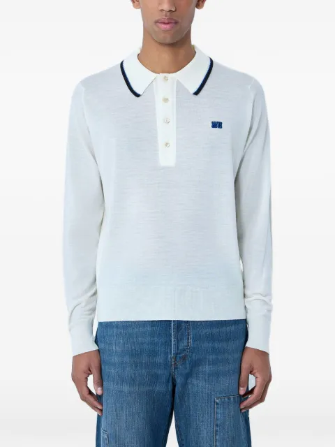 Wales Bonner point-collar knitted polo shirt Neutrals US26KNS4875WO04100WOOLMERINOKNIT