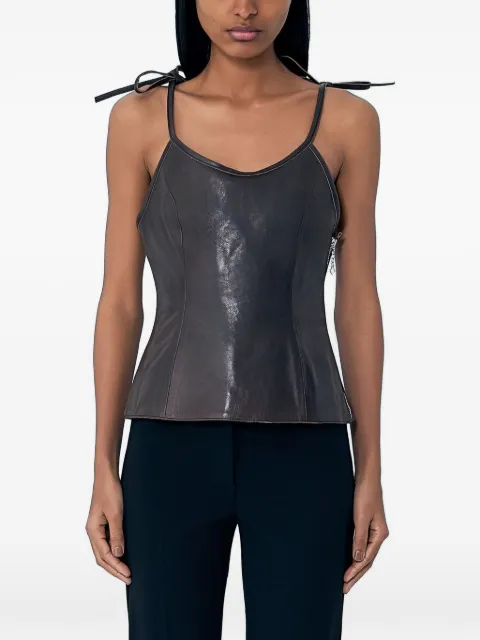 OUR LEGACY tie-straps leather corset top Brown W2269SP