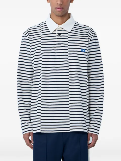 Wales Bonner striped long-sleeve polo shirt Neutrals MS26JE08JE02159STRIPEJERSEY