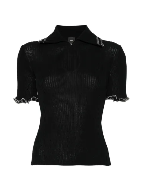 PINKO ribbed sweater with jewel edges Black 106287A343