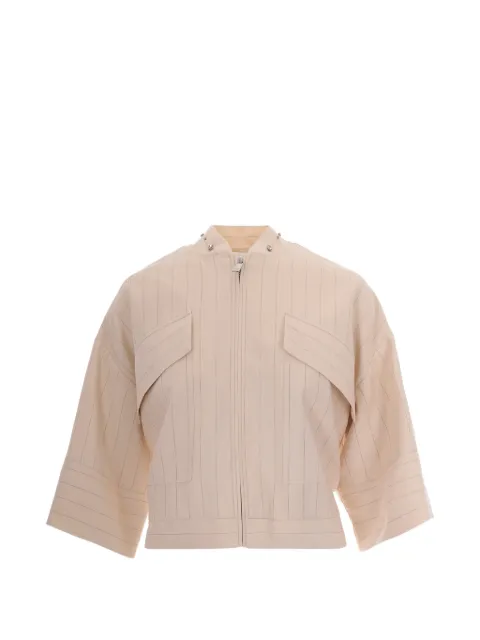LIU JO striped embellished jacket Neutrals CA6117T557AP9579