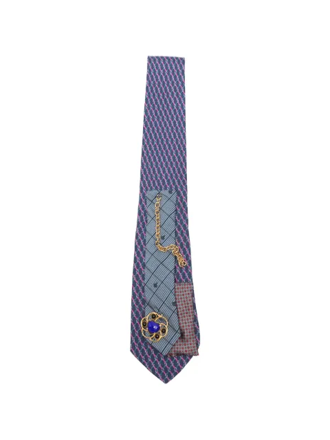 A.N.G.E.L.O. Vintage Upcycling x Stefania Bertoni customised Hermès tie Blue AU180APE