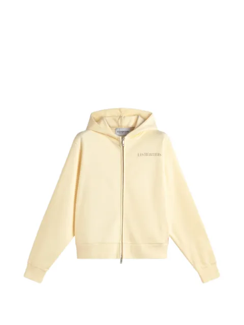 LES HÉRITIERS logo-detail zip-up hoodie Neutrals LOGOHOODIEZIP