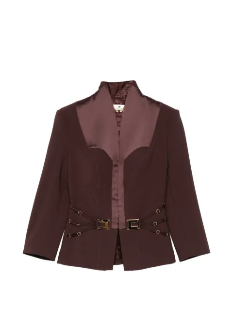 Elisabetta Franchi jacket in double layer crêpe and satin fabrics Brown GI20261E2