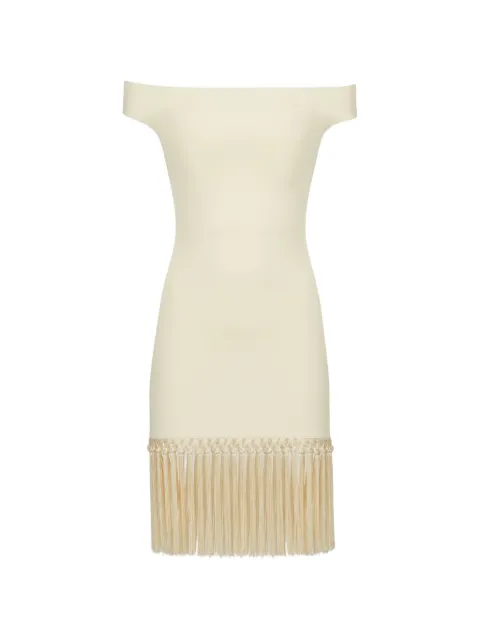 Taller Marmo Romy fringe-trimmed mini dress Neutrals TMSS2688101