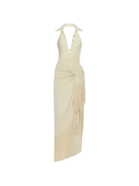 Taller Marmo Grand Tropicana fringed-detail swimsuit Neutrals TMSS2687101