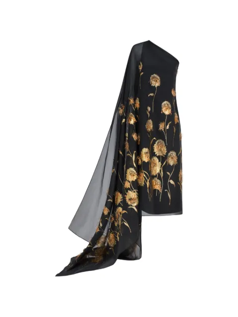 Taller Marmo Steinem one-shoulder floral dress Black TMSS2626826
