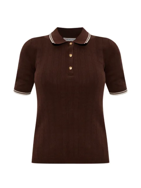 Moncler buttoned polo tops Brown L10939A00005M9371