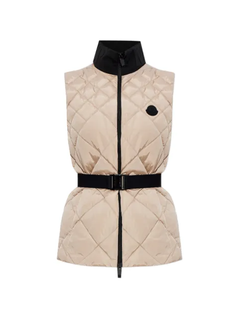 Moncler quilted belted gilet Neutrals L10931A00038539ZD