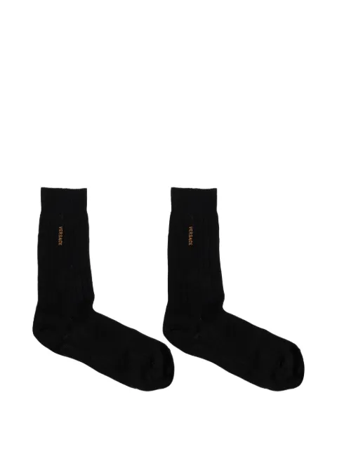 Versace embroidered cotton ribbed socks Black 10088351A17973