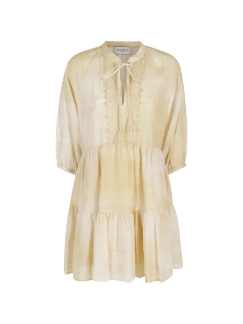 ERMANNO FIRENZE tassel-detail embroidered mini dress Neutrals D48EQ025EB4