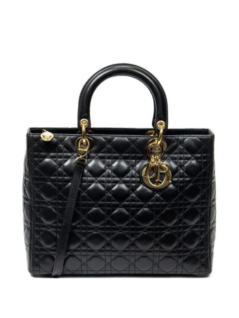 Christian Dior Pre-Owned large Lady Dior Zip square-shaped quilted shoulder bag Black MA0092