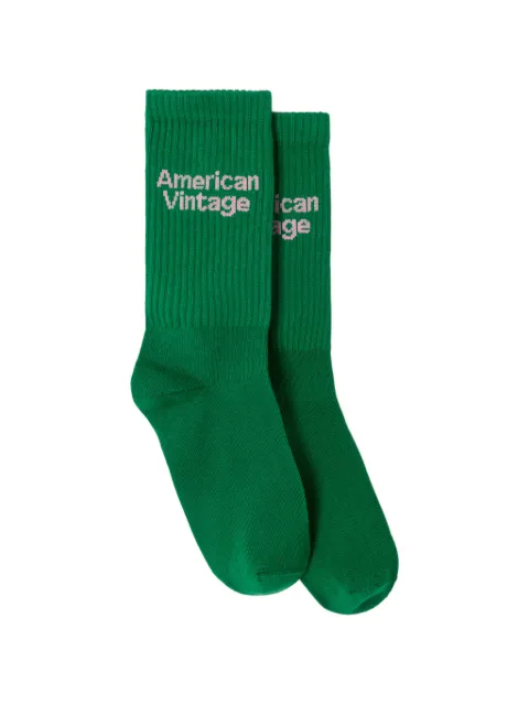American Vintage Clypsun intarsia-logo socks Green CLY00B