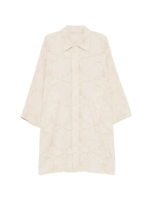 Kinyan Lam patterned collared coat Neutrals V4COT01B