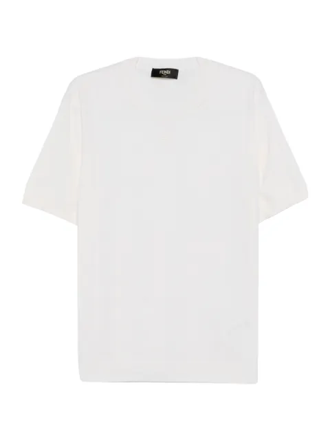 FENDI embroidered-logo T-shirt Neutrals FZY443AYYG