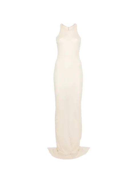 Rick Owens ribbed semi-sheer maxi dress Neutrals RO01F6596MR138SAND