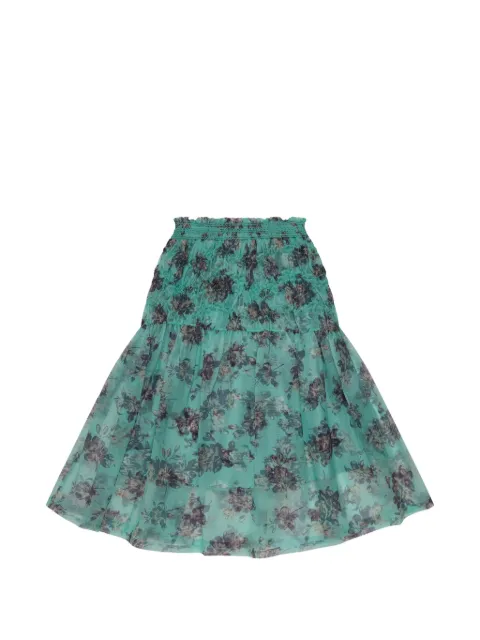 Renli Su floral-print shirred skirt Green RS0903E1SS26500