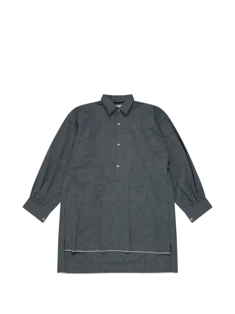 Setchu pleated-bib long-sleeve shirt Grey H044C019INDIGO