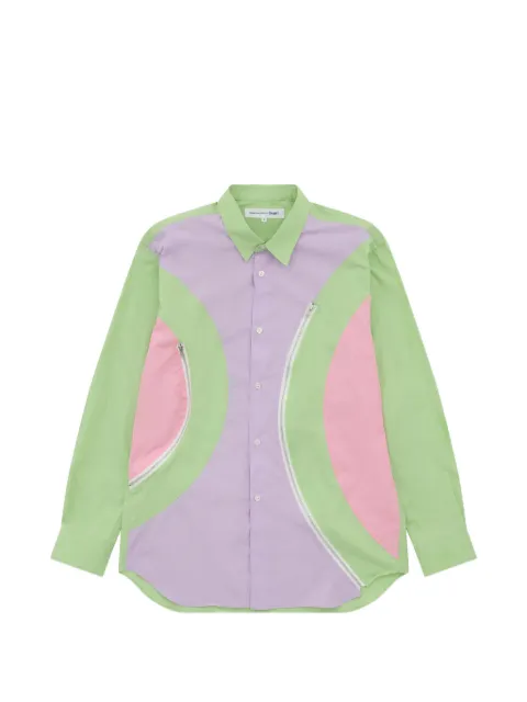 Comme Des Garçons Shirt colour-block zip-detail shirt Green FQB038