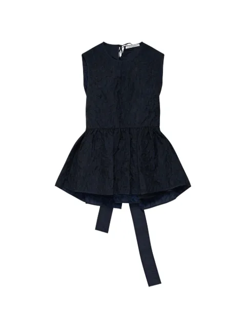 Cecilie Bahnsen Bea cloqué peplum top Blue 425RTW11006PS26NAVY