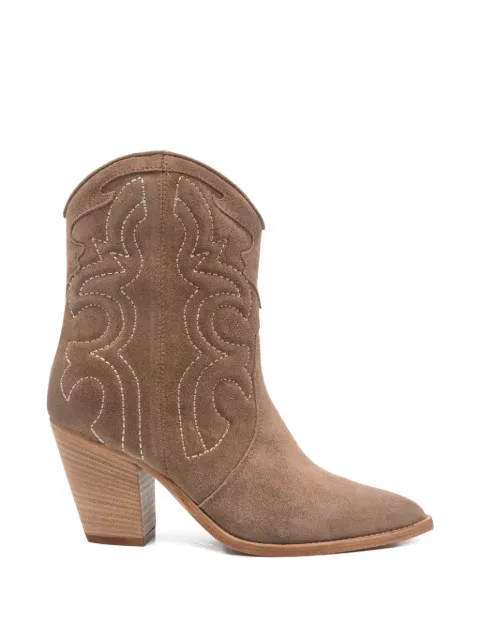Julie Dee embroidered pointed cowboy boots Brown ME605