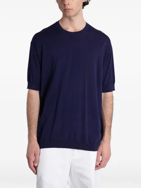 Greyed ribbed-trim short-sleeve T-shirt Blue GAM26010