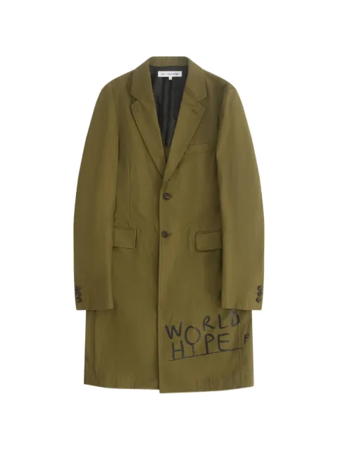 Comme Des Garçons Shirt x Dan Perjovschi text-print coat Green FQJ504