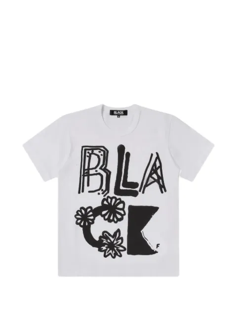 Black Comme Des Garçons text-print T-shirt White 1QT503052
