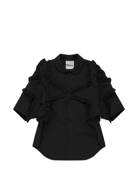 Noir Kei Ninomiya ruffled-trim short-sleeve shirt Black 3QB006