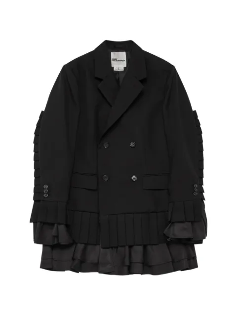 Noir Kei Ninomiya ruffled double-breasted blazer Black 3QJ005