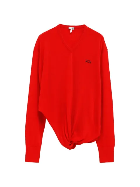 LOEWE twisted V-neck sweater Red S540Y14KHD