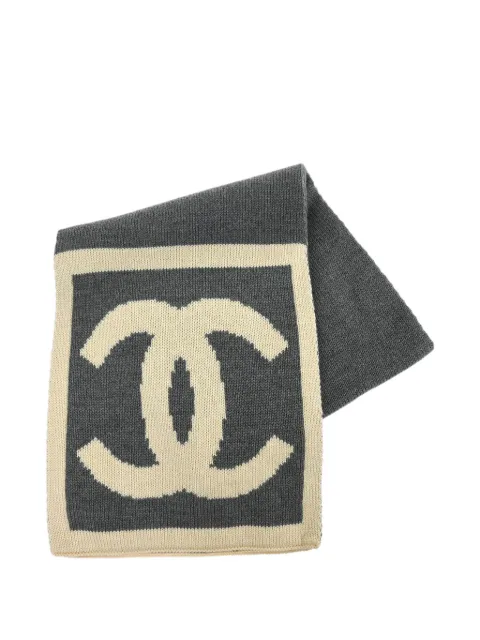 CHANEL Pre-Owned 1990-2000s logo-detail scarf Grey 145504