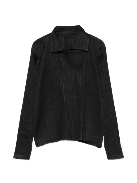 Pleats Please Issey Miyake pleated collar jacket Black PP66JD122