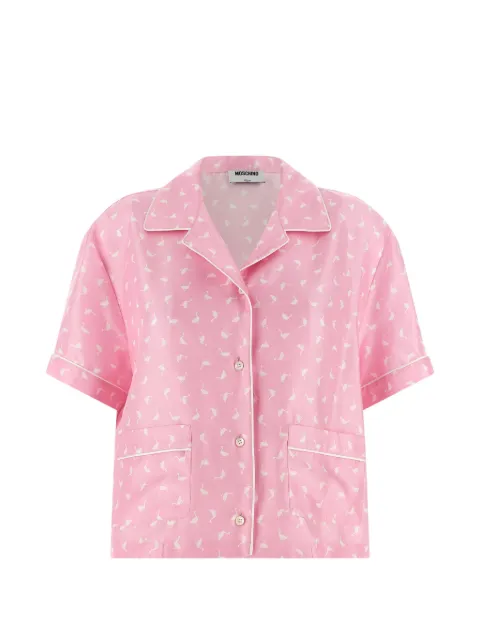 Moschino goose-print silk shirt Pink A02140562
