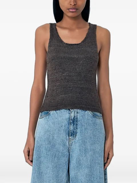 OUR LEGACY ribbed-knit scoop-neck tank top Brown W2263SW