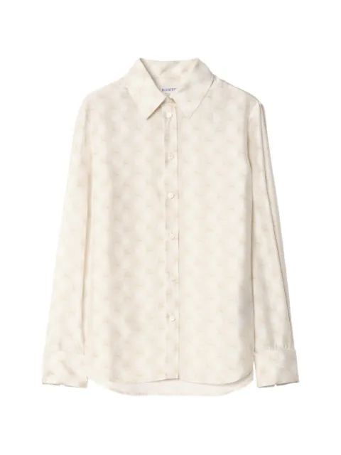 Burberry classic fit Knight Checkerboard silk shirt Neutrals 8123115