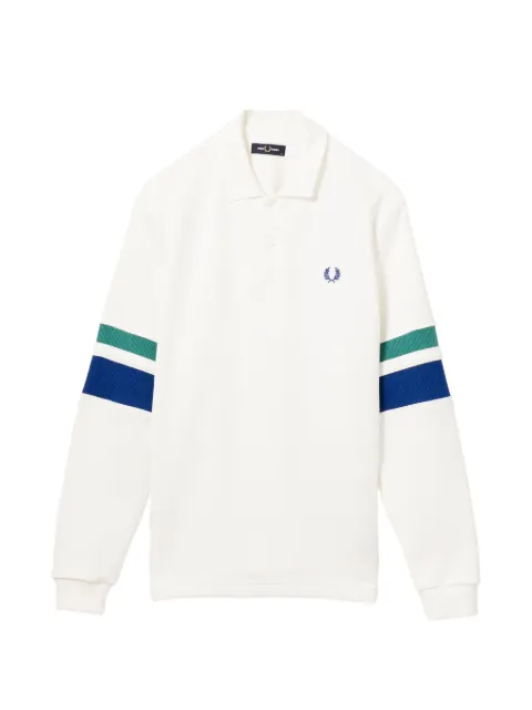 Fred Perry logo-embroidered long-sleeve polo shirt Neutrals FPXSWM2416XMQWHX00M